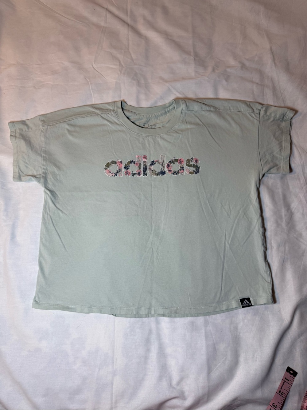 Adidas Women’s Floral Logo Tee in Light Mint Medium